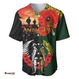 New Zealand and Australia ANZAC Day Baseball Jersey Lest We Forget Indigenous and Maori Pattern LT03
