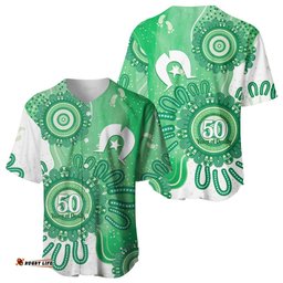 NAIDOC Week 2026 Baseball Jersey 50 Years Deadly Dhari Green Aboriginal Art LT14