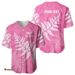 New Zealand Lawn Bowls Breast Cancer Personalized Baseball Jersey Wrap-Around Silver Fern LT7