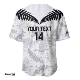 Custom New Zealand Silver Fern Football Baseball Jersey Go Aotearoa Grunge White LT14