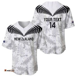 Custom New Zealand Silver Fern Football Baseball Jersey Go Aotearoa Grunge White LT14
