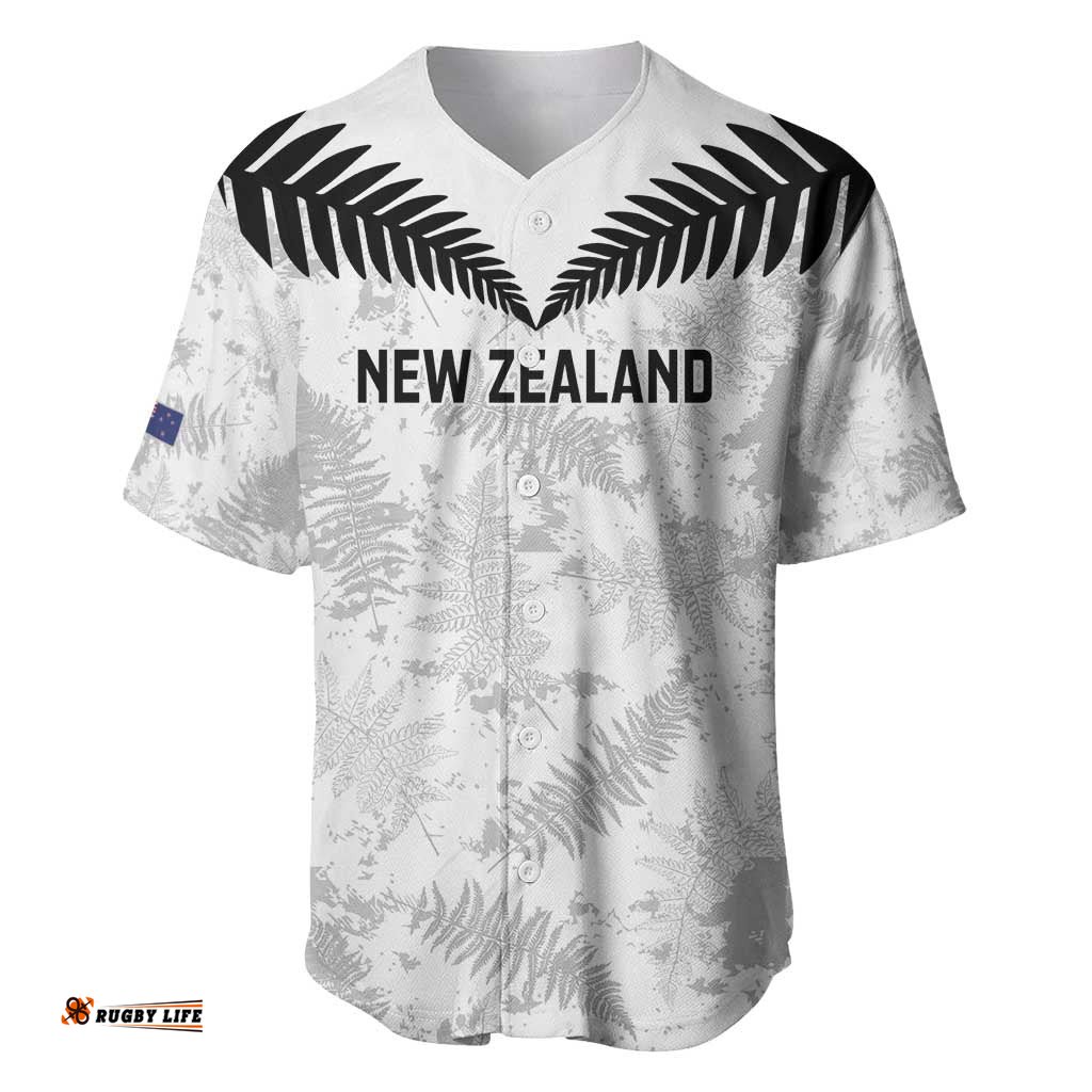 Custom New Zealand Silver Fern Football Baseball Jersey Go Aotearoa Grunge White LT14