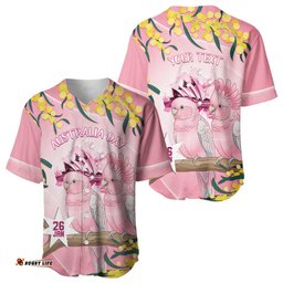 Personalised Galah Australia Day Baseball Jersey 26th January Golden Wattle Pink Color LT14