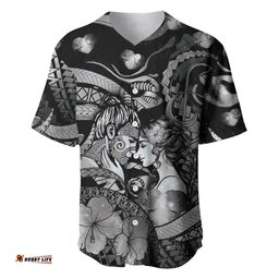 Personalised Maori Romantic Valentine Baseball Jersey The Hongi Kiss Black Galaxy DT05