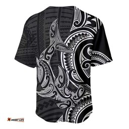 New Zealand Hammerhead Shark Baseball Jersey Maori Haehae Mangopare Black LT14