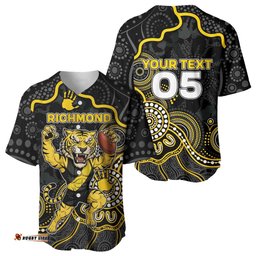 Custom Richmond Football Baseball Jersey Aboriginal Dot Art Pattern DT05