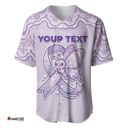 Personalised Epilepsy Awareness Alphabet Baseball Jersey Purple Ribbon Butterfly Cute Style DT05