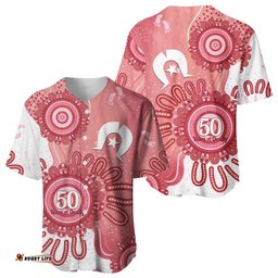 NAIDOC Week 2026 Baseball Jersey 50 Years Deadly Dhari Pink Aboriginal Art LT14