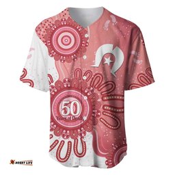 NAIDOC Week 2026 Baseball Jersey 50 Years Deadly Dhari Pink Aboriginal Art LT14