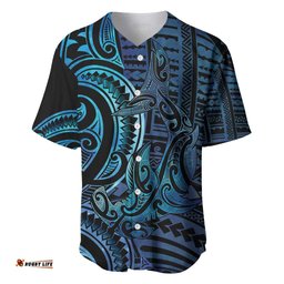 New Zealand Hammerhead Shark Baseball Jersey Maori Haehae Mangopare Galaxy LT14