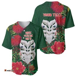 Maori Wheku Meri Kirihimete Personalised Baseball Jersey All Green Indigenous Maori Motif LT9