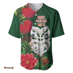 Maori Wheku Meri Kirihimete Personalised Baseball Jersey All Green Indigenous Maori Motif LT9