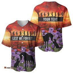 Personalised ANZAC Day Baseball Jersey Remembering the Animals of War LT19