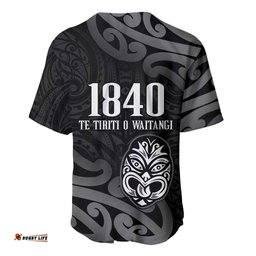 New Zealand 1840 Waitangi Day Baseball Jersey Aotearoa Haka Mask - Black Version LT14