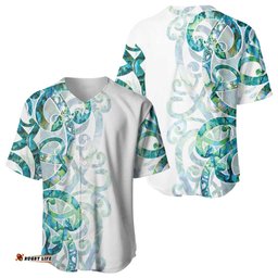 Paua Shell Maori Baseball Jersey Koru Kowhaiwhai LT7