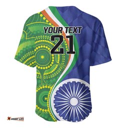 India Vs Australian Cricket Custom Baseball Jersey Ashoka Chakra and Aboriginal Together LT9