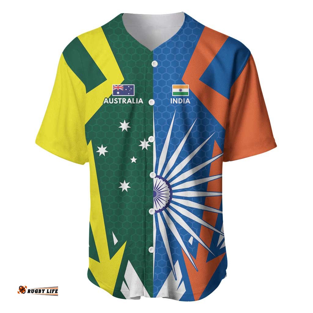 India vs Australia Custom Baseball Jersey Blue vs Gold Cricket Heritage LT9