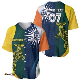 Custom India and Australia Cricket Baseball Jersey Special Half-Half Mix LT7