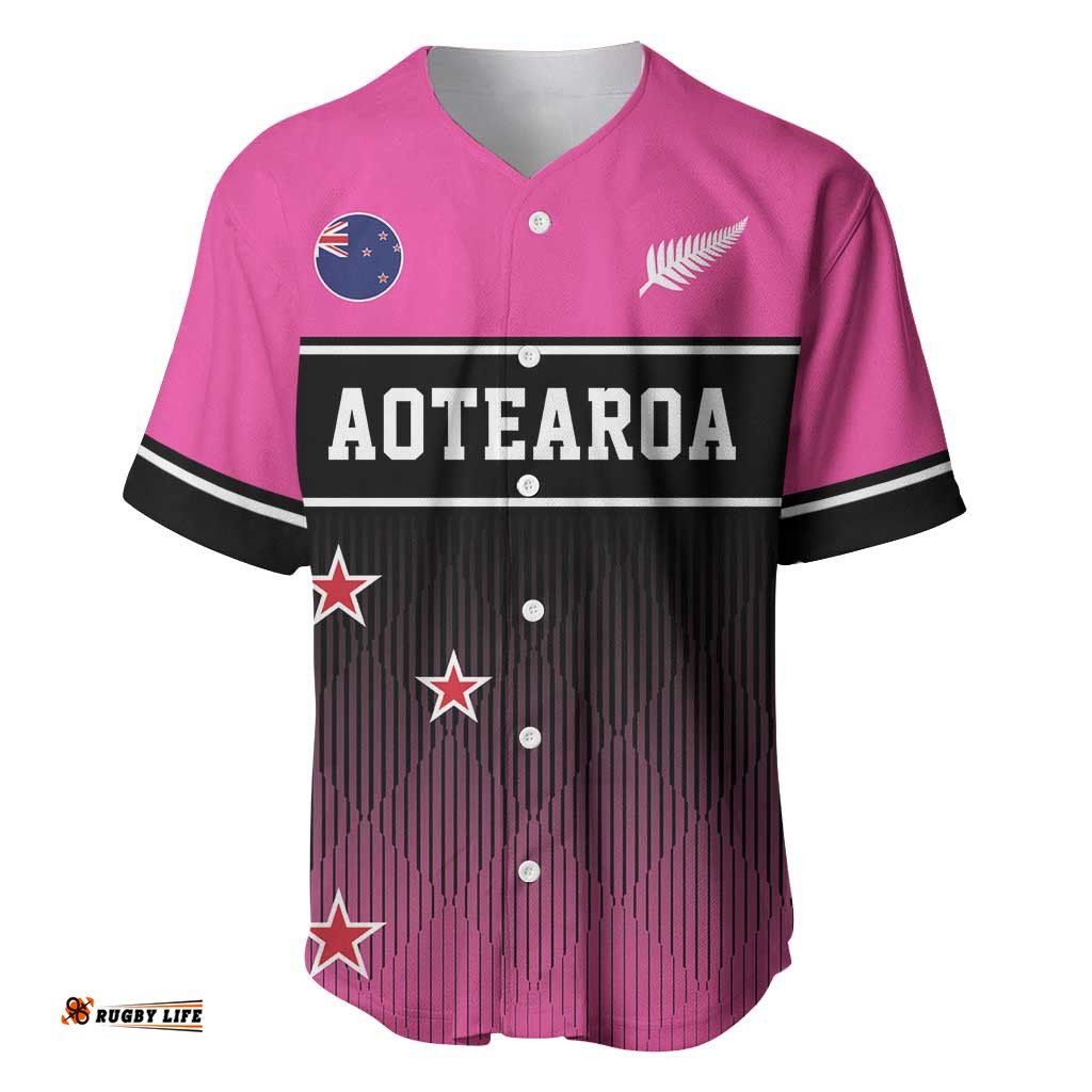 Custom New Zealand Women Cricket Baseball Jersey Pink Simple Style LT05