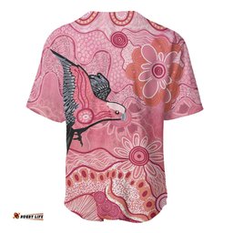 NAIDOC Week Aussie Indigenous Baseball Jersey Aboriginal Galah Bird Contemporary Art LT7