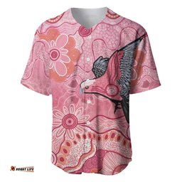 NAIDOC Week Aussie Indigenous Baseball Jersey Aboriginal Galah Bird Contemporary Art LT7