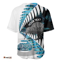 New Zealand Silver Fern Curling Personalised Baseball Jersey Aotearoa Kiwi Ponga Paua Shell Version LT14
