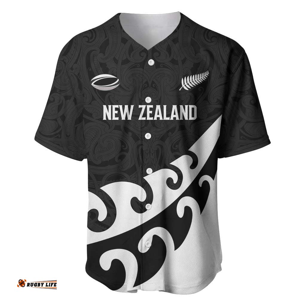 Custom NZ Rugby Baseball Jersey Koru and Silver Fern Sporty Style LT03