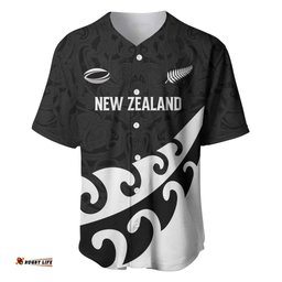 Custom NZ Rugby Baseball Jersey Koru and Silver Fern Sporty Style LT03