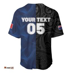 France And New Zealand Rugby Custom Baseball Jersey Les Bleus Rooster With Maori Tiki LT05