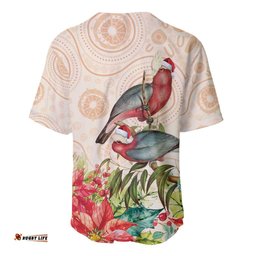 Merry Christmas Aussie Aboriginal Baseball Jersey Rosebreasted Cockatoo Pastel LT7