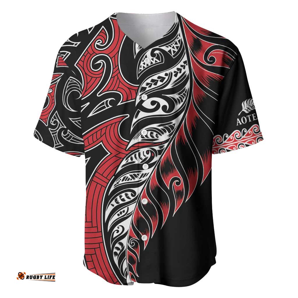 Koru Fern New Zealand Baseball Jersey Maori Tribal Pattern LT9