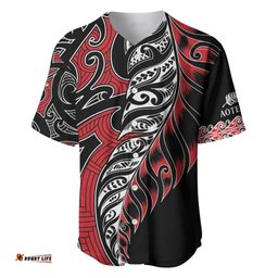 Koru Fern New Zealand Baseball Jersey Maori Tribal Pattern LT9