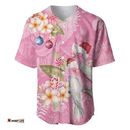 Joyful Pink Cockatoo Baseball Jersey Australia Christmas Vibes LT9