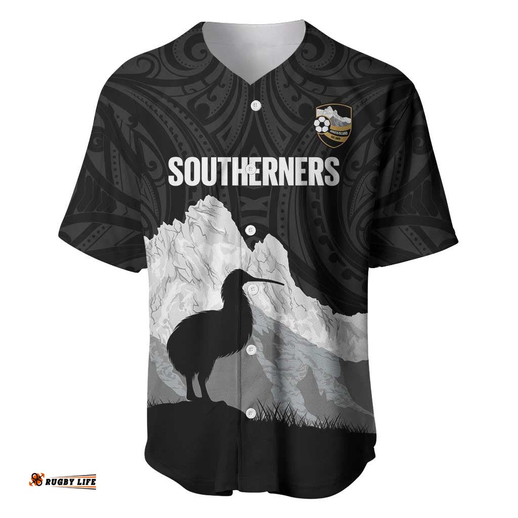 New Zealand South Island Football Custom Baseball Jersey Aoraki Mount Cook With Kiwi Maori Pattern LT14