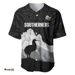 New Zealand South Island Football Custom Baseball Jersey Aoraki Mount Cook With Kiwi Maori Pattern LT14