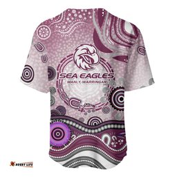 Manly Warringah Sea Eagles Rugby Baseball Jersey Australian Aboriginal Dot Painting Style TS04