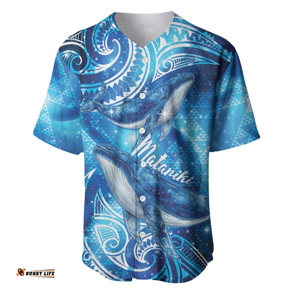 New Zealand Humpback Whale Matariki Baseball Jersey Maori New Year Taniko Niho Taniwha LT14