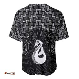 New Zealand Maori Baseball Jersey Poutama Manaia Black Paua Shell LT05