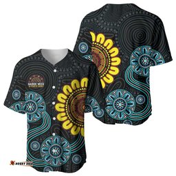NAIDOC 50 Years of Deadly Baseball Jersey Sun Aboriginal Dot Art LT19