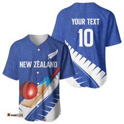 Custom New Zealand Cricket Baseball Jersey Kiwi Birds Haka Dance Blue Fern Sporty Style LT03