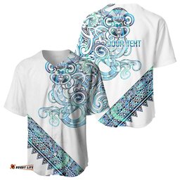 Kahui Whetu Paua shell Kowhaiwhai Taniko Personalised Baseball Jersey Taniwha Maori Tribal Style LT9
