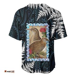 New Zealand Weka Baseball Jersey Maori Hen Koru Pattern LT05