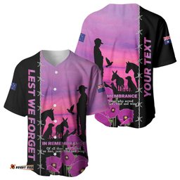 Personalised ANZAC War Animals Baseball Jersey Lest We Forget Memorial LT15