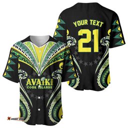 Custom Rugby Cook Islands Avaiki Baseball Jersey Black Kuki Airani Tribal Maori Inspired LT9