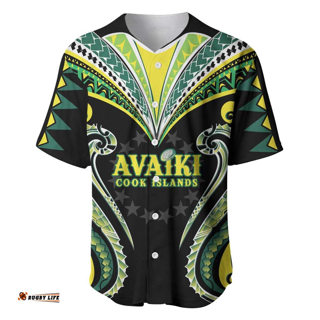 Custom Rugby Cook Islands Avaiki Baseball Jersey Black Kuki Airani Tribal Maori Inspired LT9