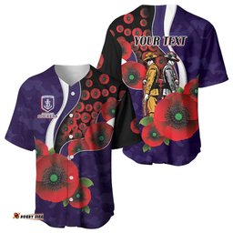 Fremantle Dockers ANZAC Personalised Baseball Jersey Lest We Forget Poppy Camo LT9