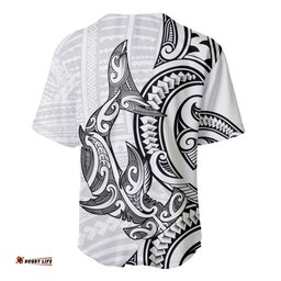 New Zealand Hammerhead Shark Baseball Jersey Maori Haehae Mangopare White LT14