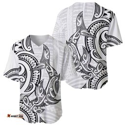New Zealand Hammerhead Shark Baseball Jersey Maori Haehae Mangopare White LT14