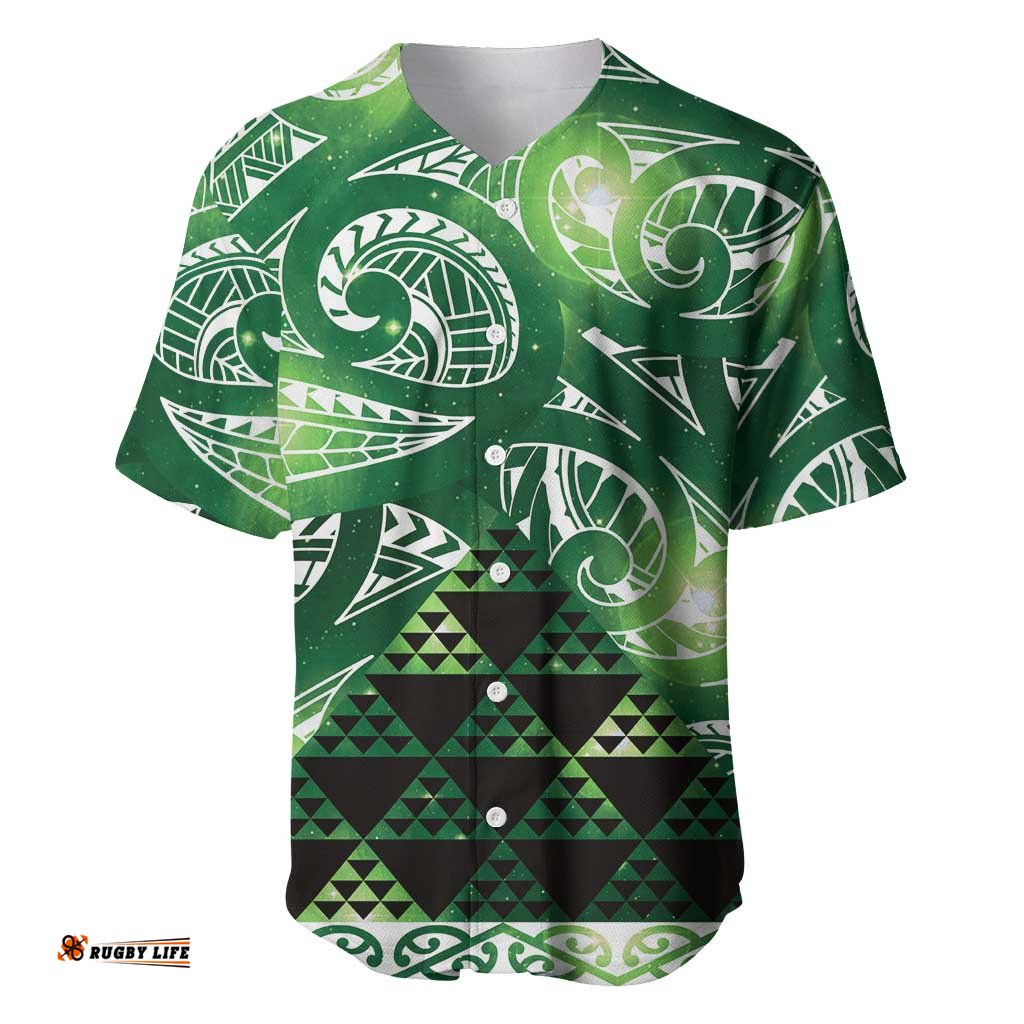 Matariki New Zealand Baseball Jersey NZ Niho Taniwha Maori New Year Green Galaxy LT14
