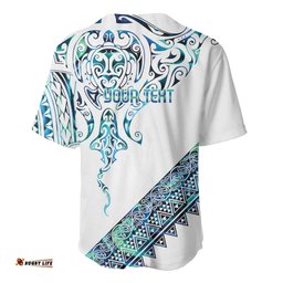 Kahui Whetu Paua shell Kowhaiwhai Taniko Personalised Baseball Jersey Manta Ray Shark-Turtle Maori Tribal Style LT9